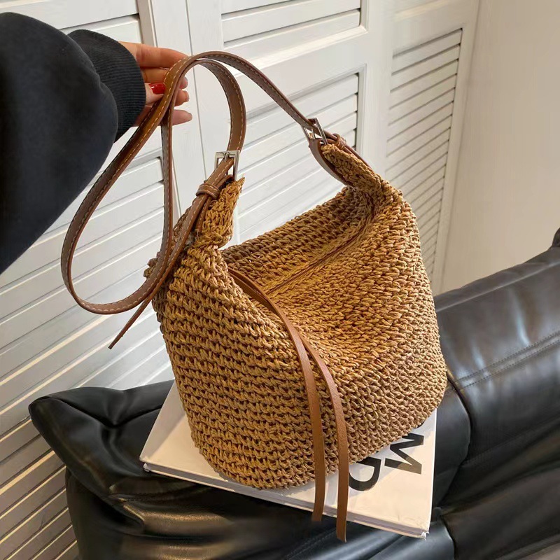 Luxury Beach Bags Ysl - Sac d'été en paille tressée pour