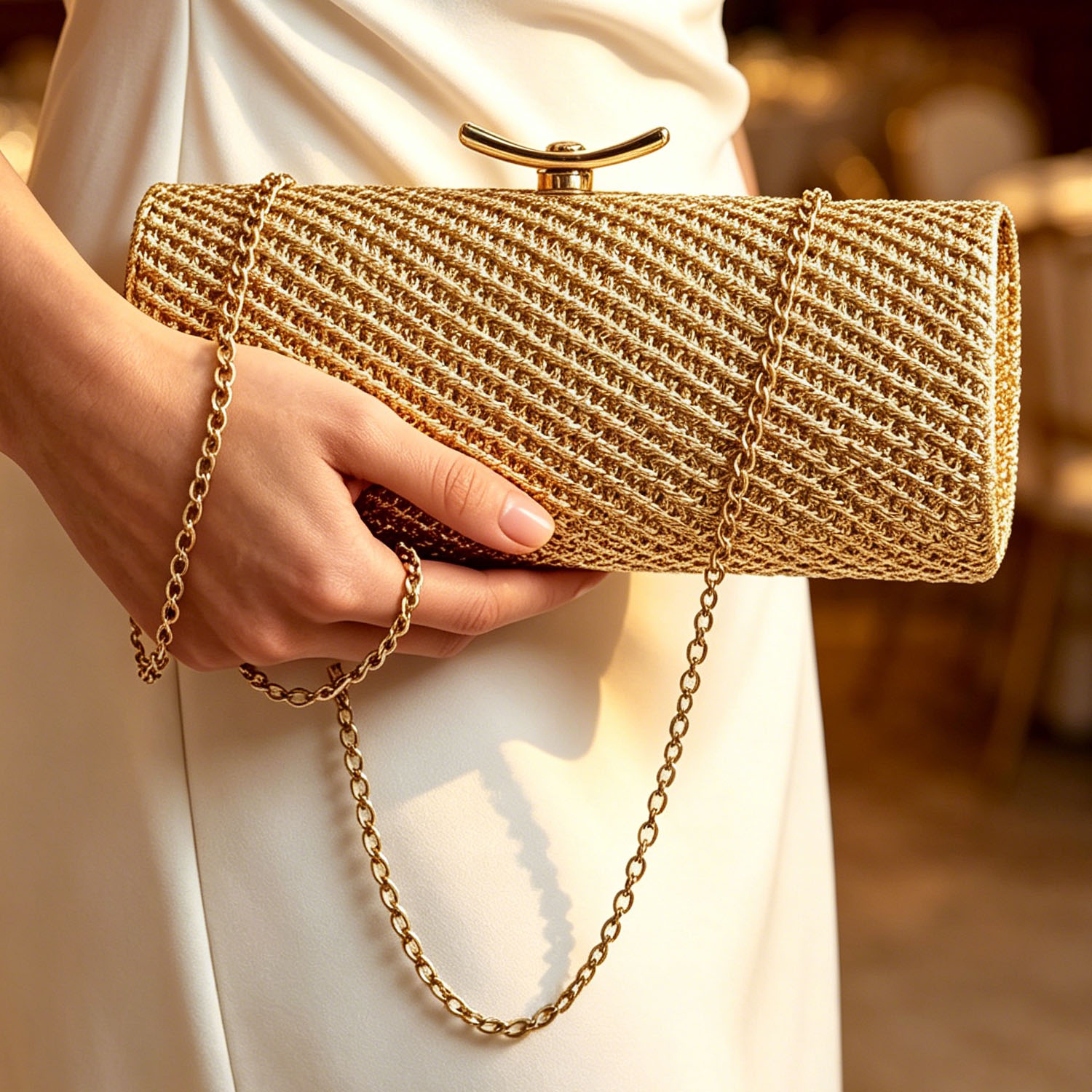 Sac de soirée cylindrique tiss - Luxury Bags Reseller avis et prix